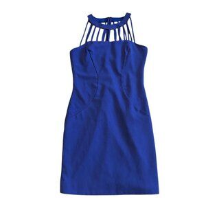 Dress The Population Blue Purple Cocktail Dress Strappy Mini Length Size Medium